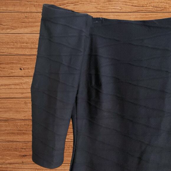 Premier Amour Little Black Dress SZ 10 Off the Shoulder Diamond Pattern Bodycon - Picture 8 of 10